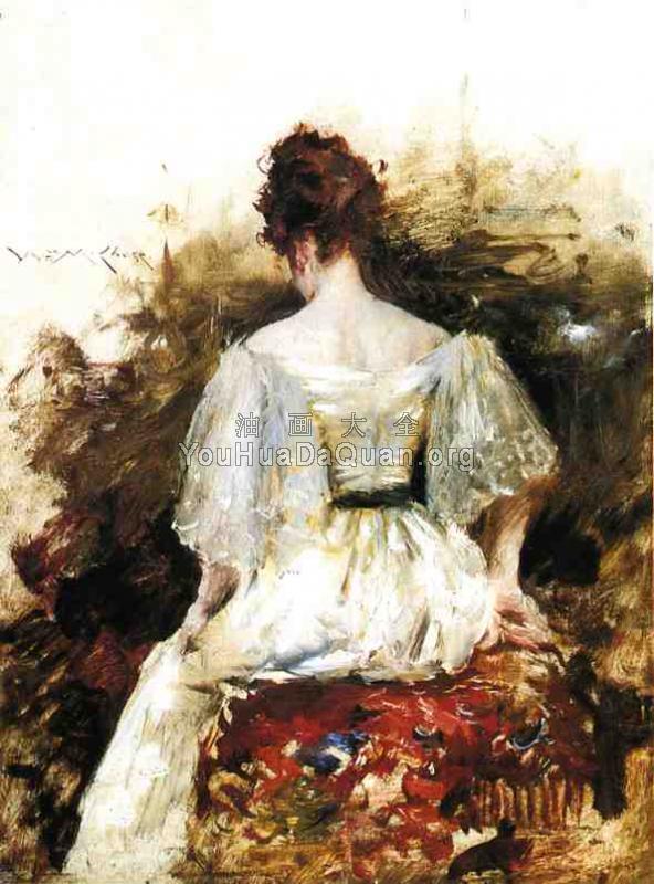 Portrait of a Woman The White Dress - 威廉·梅里特·查斯